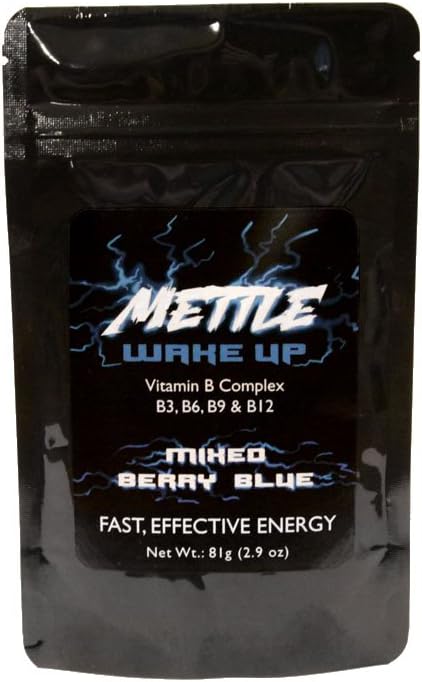 Bebida de energía Powder - 50 Sirve para servir a Sugar Gratis ← 200mg Caffeine - Mettle Energy Drink Mix (Mixed Berry Blue)