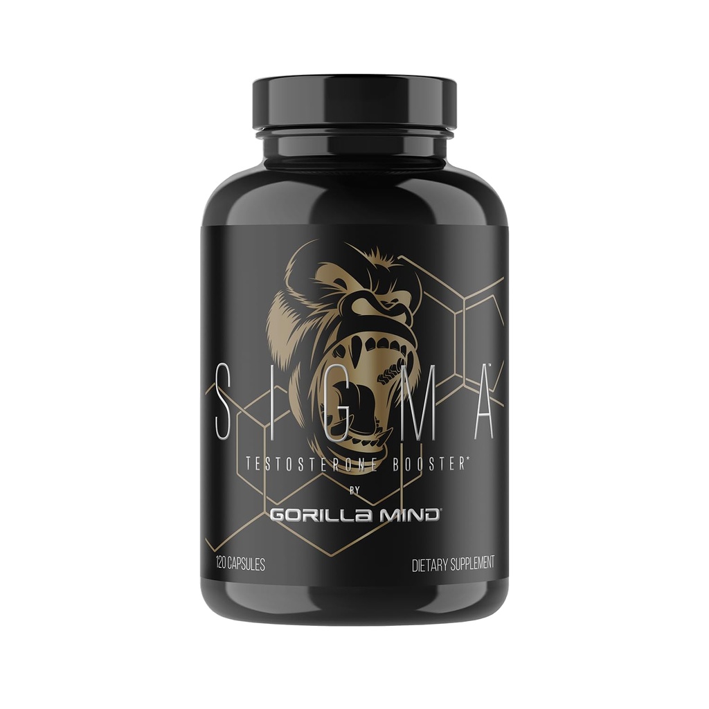 Gorilla Mind Sigma Testosterona Booster - Hecho con Tongkat Ali y Fadogia Agrestis Extracto para soportar el nivel de testosterona superior (120 cápsulas)
