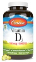 Carlson - Vitamina D3, 4000 UI (100 mcg), Bone & Immune Health, Cholecalciferol Suplemento, Gluten Free Vitamin D Capsules, 360 Softgels