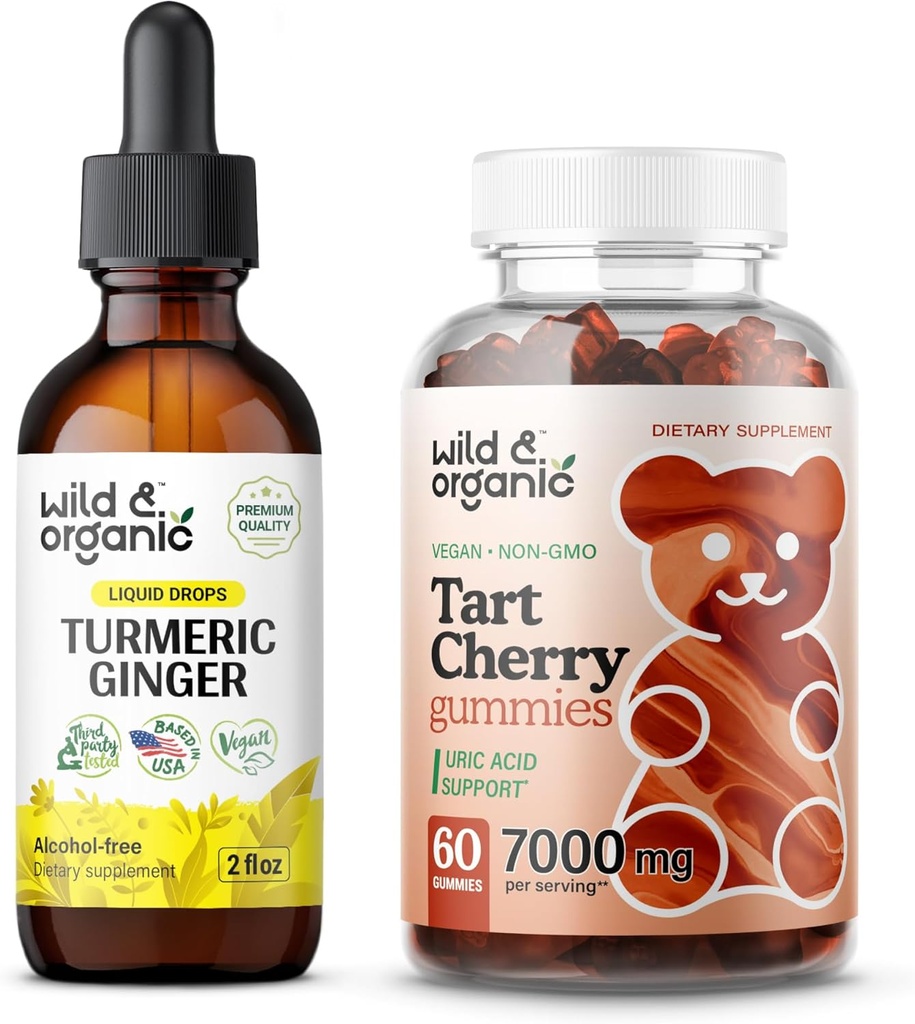 Wild &amp; Organic Turmeric Ginger Tincture 2 fl oz " Tart Cherry Gummies