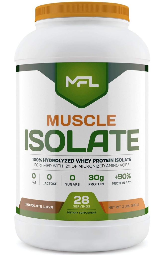 MFL 100% Isolate Protein l 30g de Protein l 12g Amino Acids l Keto Friendly l Low Carbs l 2 lbs. (Chocolate Lava)