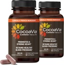 Cocoa Via Cardio Health Supplement, 60 Day, 500mg Cocoa Flavanols, Support Heart Health, Boost Nitric Oxide, Blood Circulation, Energy, Vegan, Dark Chocolate, 120 cápsulas