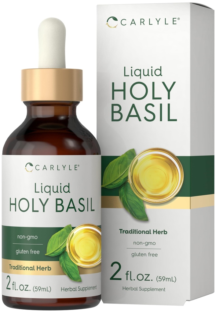 Carlyle Holy Basil Tincture TENIDO 2 Fl Oz TENIDO Líquido Suplemento TENIDO Tulsi Leaf ANTE Las gotas Vegetarianas ANTE No GMO, Gluten Free