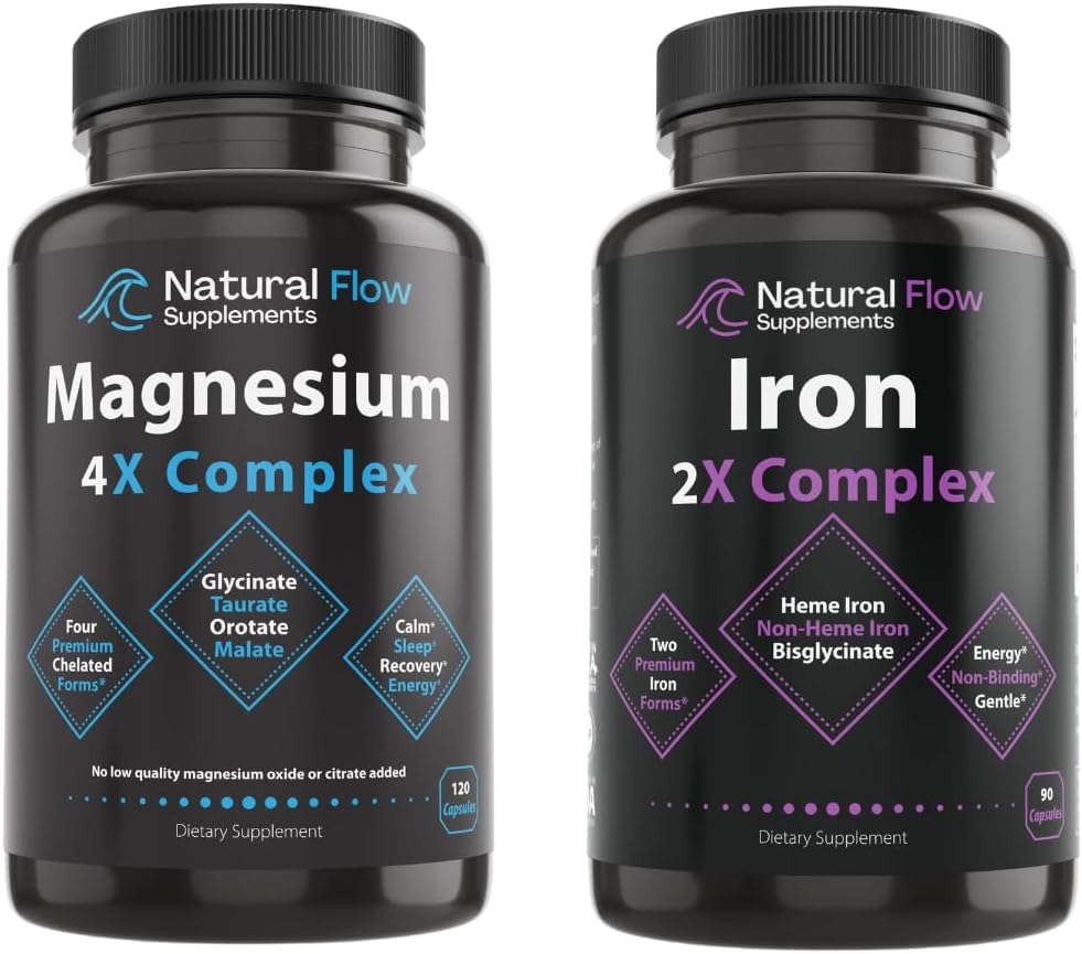 Nuevo suplemento de magnesio 4X natural de flujo y suplemento de hierro 2 en-1 Complejo completo
