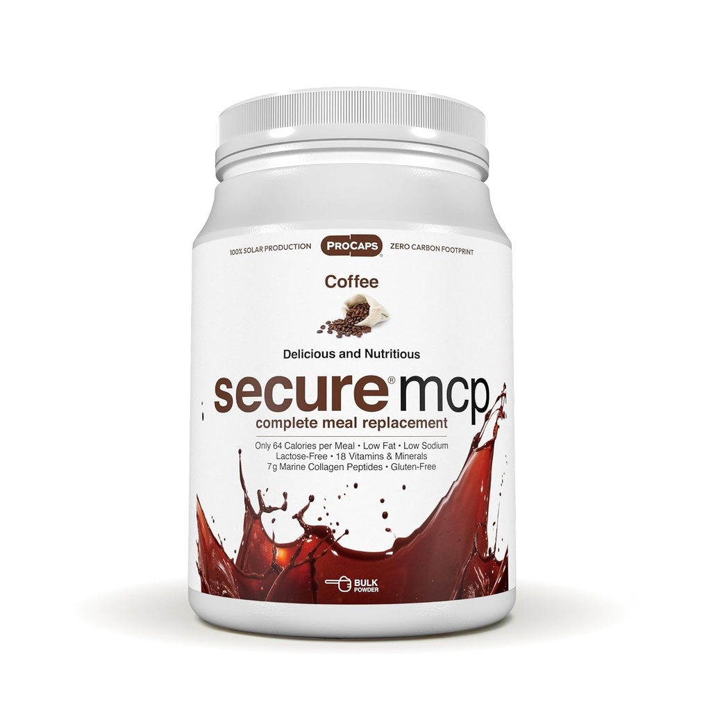 ANDREW LESSMAN Secure MCP Complete Meal Replacement - Café 10 Servings - Sólo 64 Calories, Low-Fat, 7 Grams Marine Collagen Peptides, Promueve la piel radiante Smooth Soft, Juntas cómodas