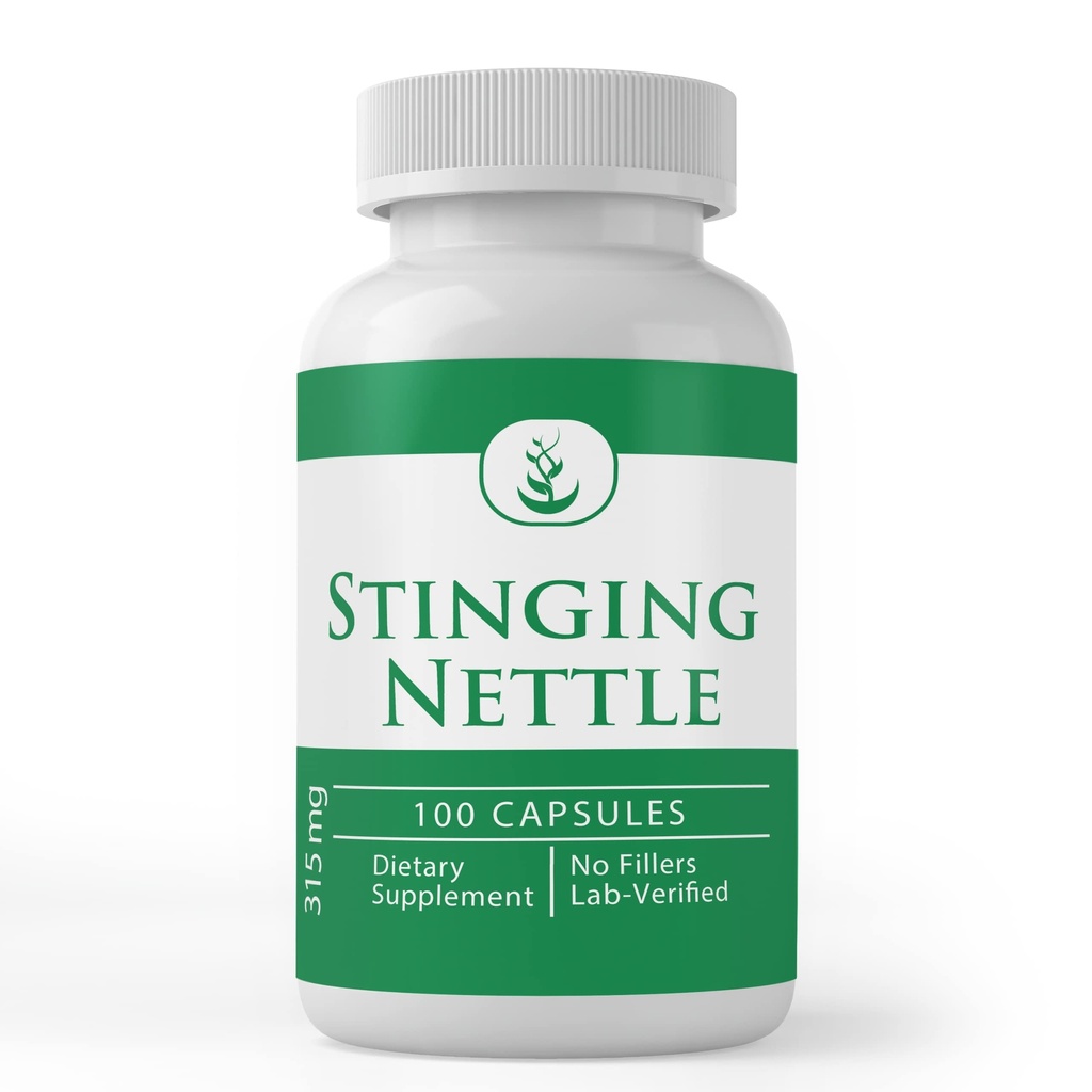 PURE ORIGINAL INGREDIENTES Stinginginging Nettle (100 cápsulas) Hoja siempre pura, sin aditivos ni artillería, Lab Verified