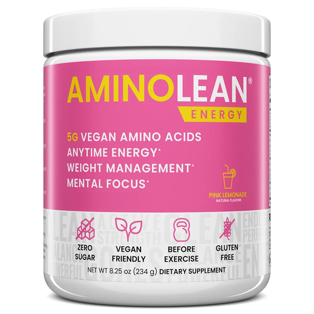 RSP NUTRITION AminoLean Pre Workout Powder, Amino Energy &amp; Weight Management with Vegan BCAA Amino Acids, Natural Caffeine, Preworkout Boost for Men &amp; Women, 30 Serv, Pink Lemonade...