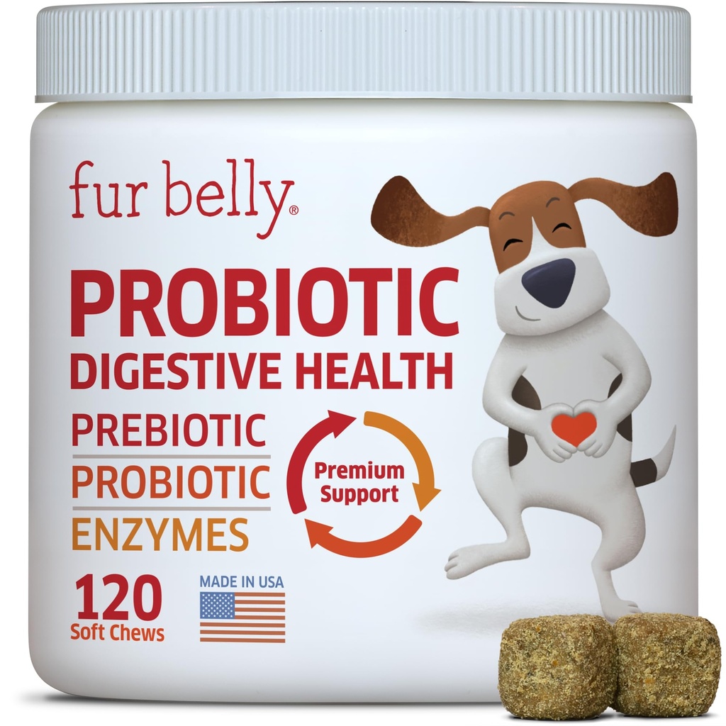 Probióticos para perros - Hot Spot Remedy for Dogs + Prebiótico - Alergia de perros - Mejorar la Digestión &amp; Actualizar Tummy, Aliviar Gas &amp; Diarrea, Probióticos para perros y Enzimas Digestivos, 120 Píldoras Probióticas para perros
