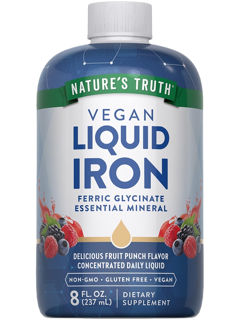 La verdad de la naturaleza gotas de hierro líquido Suplemento 18mg ¦ Essential Mineral ← Vegan, Non-GMO, Gluten Free