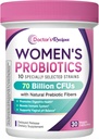 Recetas de doctores Probióticos para Mujeres, Prebióticos Orgánicos y Probióticos para Salud Digestiva, Salud Vaginal, 70 Billones CFU, 10 Estrenos, Estable de Estante, 30 cápsulas