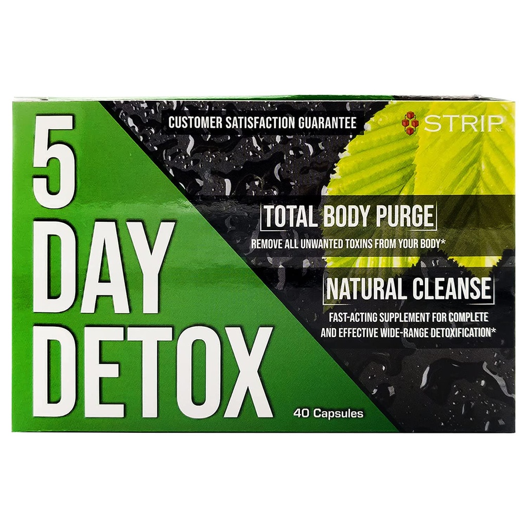 Strip 5 Day Detox Cleanse - Complete Body Cleanse ← Remove Toxins " Unwanted Impurities - Natural, Healthy Cleansing Support for Liver, Urinary Tract, Kidney, Digestive System - 40 cápsulas