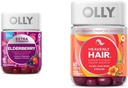 OLLY Extra Strength 450mg Elderberry Immune Gummies " Heavenly Cabello queratina Biotina Gummies de pelo - 60 Cuenta cada