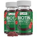 YumVs Biotin Gummies 5000mcg - Luscious Raspberry Flavor - Thicker Faster Hair Growth Gummies for Women or Men - Hair, Skin & Nails Vitaminas - Hair Gummy - Vegetarian Biotin Supplement (60 Ct., 2pk)