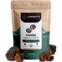 Longevity Botanicals Orgánica Chaga Mushroom Extracto Powder 100g ← Concentrado 10:1 Ratio tención 100% Cuerpos Frutas Silencio Inotus Obliquus Suplemento Natural para Función Inmunitaria, Antioxidantes " Vitalidad