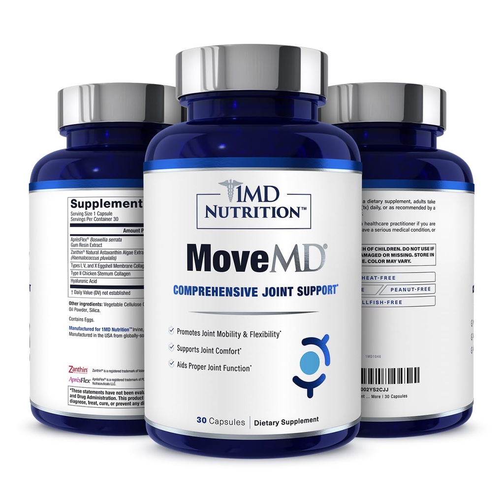 1MD Nutrición MoveMD - Suplemento de Salud para el Descomfort Conjunto - Nuestras pastillas de colágeno están hábilmente formulados para hombres y mujeres w / ácido hialurónico " Astaxanthin