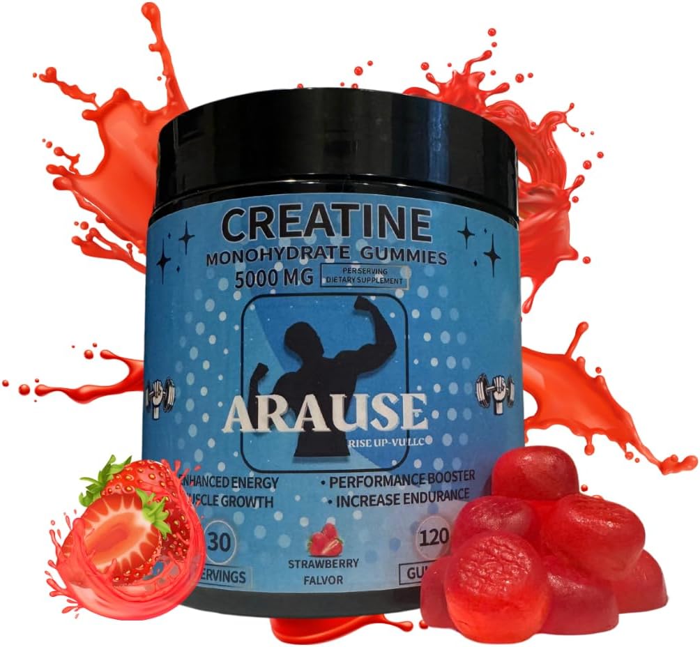 Critina Monohydrate Gummies, 5000mg, Suplemento dietético, Mejora de la energía, potenciación del rendimiento, aumento de la resistencia, crecimiento muscular