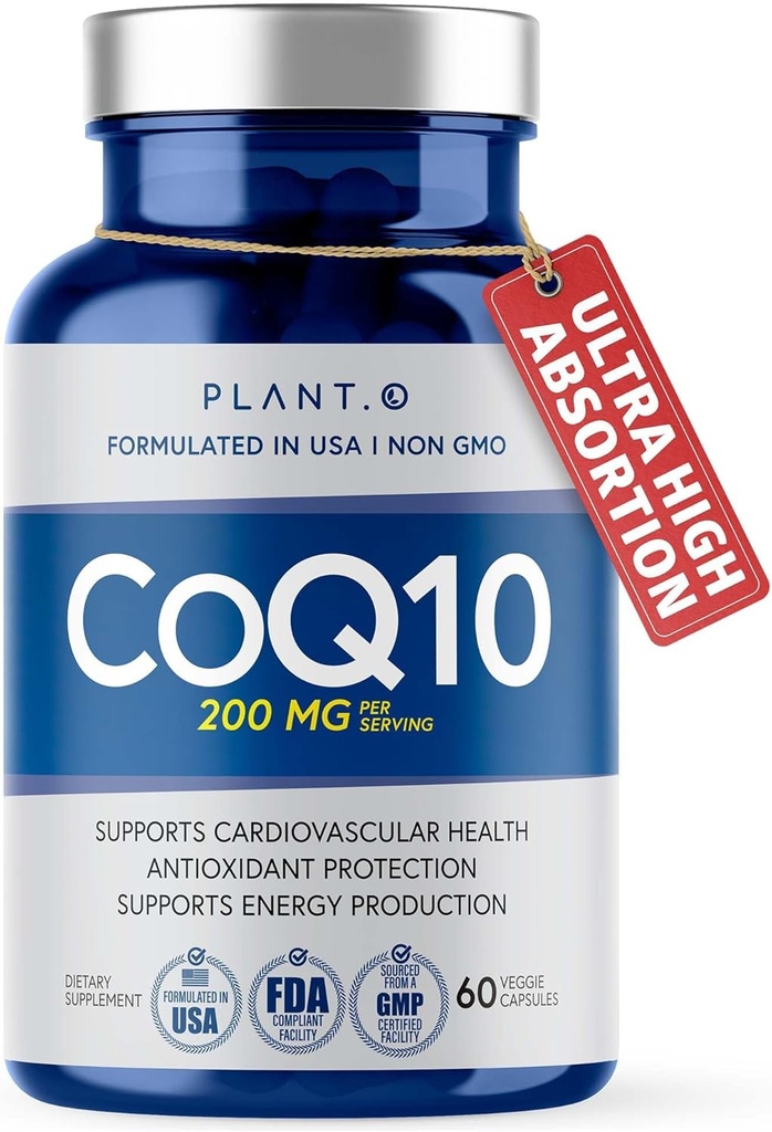 CoQ10 200mg Softgels ❌ Premium Rapid Release Coenzyme Q10 י Heart Supplement, Energy Production, Immune Support ❌ 60 Liquid Capsules