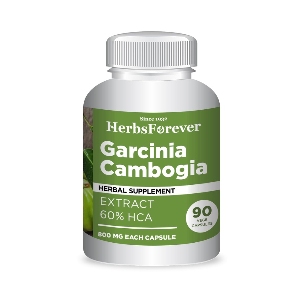 Herbsforever Garcinia Cambogia Extracto Suplemento  Supports Healthy Lifestyle &amp; Weight Management Silencio Natural Herbal Fórmula ANTE 90 Capsules vegetarianos para adultos