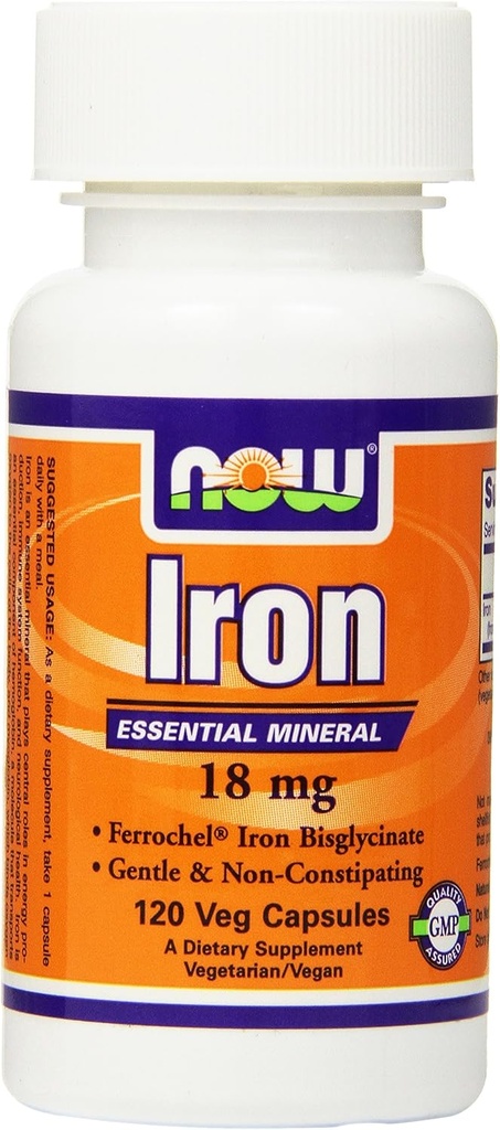 AHORA Hierro 18 mg,120 cápsulas de verduras