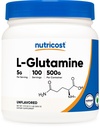 Nutricost L-Glutamine Powder (500 Grams) Desflavored - Gluten Free " Non-GMO, 100 Servings