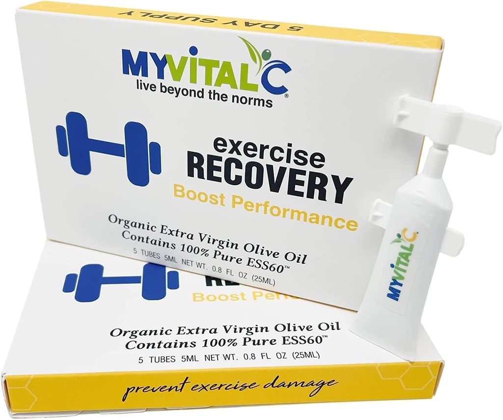 Exercise Recovery Supplement - Pure ESS60 in Organic Extra Virgin Olive Oil for Pre/Post Workout Recovery- Pack of 30 Tubes - 5 ML Each
