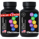 Thermogenic Multi Collagen Burn - 1,000mg Hydrolyzed Collagen Peptides Type I, II, III, V, X Plus Hyaluronic Acid - Metabolism, Cellulite, Skin, Hair, Nails Support - 2-Pack, 180 Collagenic Burn Caps