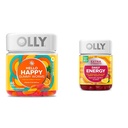 OLLY Hello Happy Gummy Worms, Mood Balance Support, Vitamina D, Saffron, Adult Chewable Suplemento &amp; Extra Strength Daily Energy Gummy, Caffeine Gratis, 1000mcg Vitamin B12, CoQ10, Goji Berry
