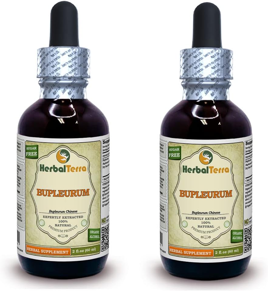 Bupleurum (Bupleurum Chinense) Tincture, Organic Dried Root Liquid Extract (Brand Name: HerbalTerra, Proudly Made in USA) 2x2 fl.oz (2x60 ml)