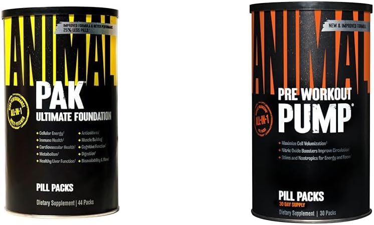 Pak de animales - Conveniente All-in-One Vitamin & Suplemento Pack - Zinc &amp; Pump – Preworkout - Bombas de hormigueo – Fácil de Eliminar Pill estimulante para los entrenamientos en cualquier momento – 30 Cuenta