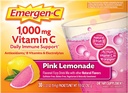 Emergen-C 1000mg Vitamina C Immune Support Powder Pink Lemonade 30CT incluye Zinc, Manganese, 7 B Vitaminas y Electrolitos para Volver a Esenciales Escolares