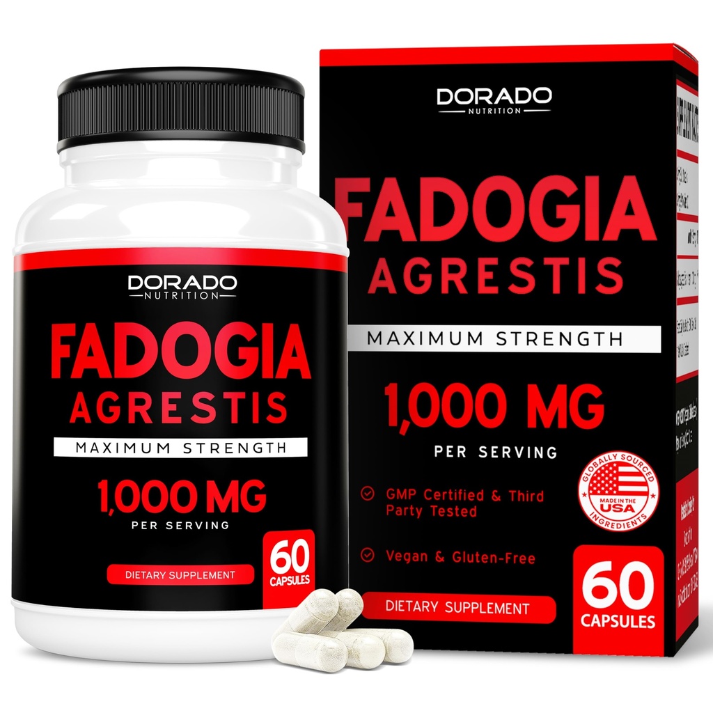 Fadogia Agrestis Extracto 1000mg por Serving - [Maximum Strength] - Fuerza, Conducir, Desempeño atlético, Masa muscular - Terceros Testados - Zero Fillers - Gluten Free, Non-GMO, Vegan Capsules