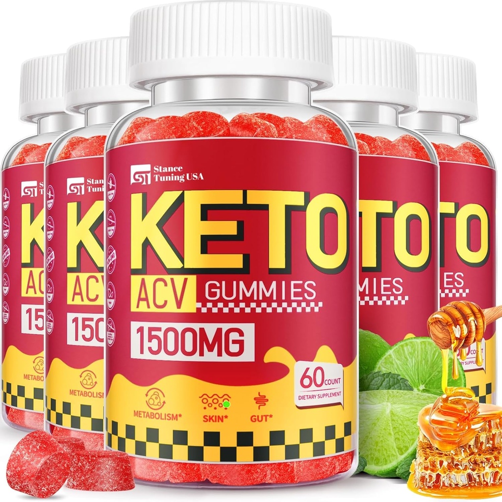 Keto ACV Gummies - 1500MG ACV Keto Gummies para Mujer Hombre - Apple vinagre de sidra con madre, probióticos, vitaminas B6 B12 para Gut Digestion - Vegan &amp; No GMO,5 Pack