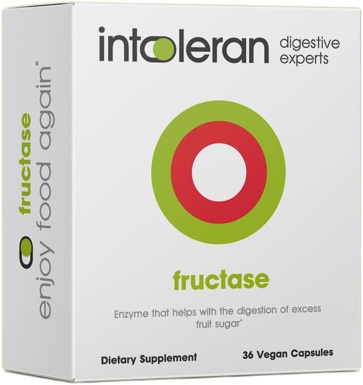 Fructase Digestive Enzymes - 36 Capsules ← Suplemento para la Intolerancia de Fructosa Silenciosos para ayudar a los Sugary Foods & Drinks (Fruit Sugar)