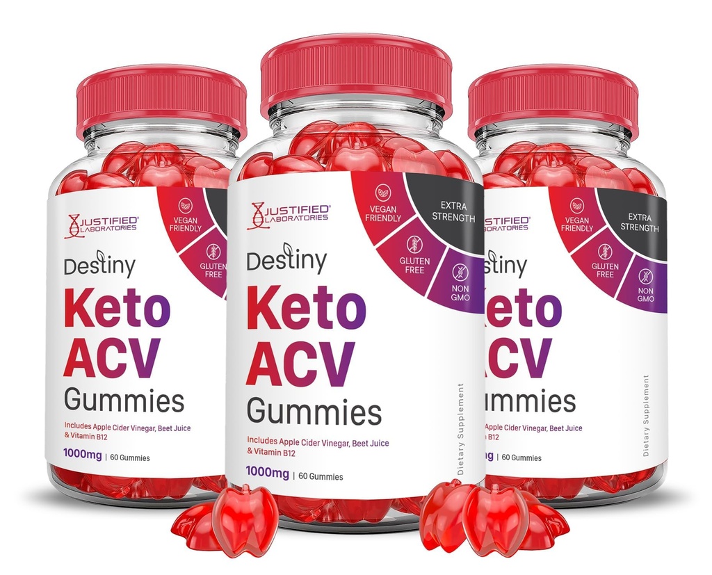 (3 Pack) Destiny Keto ACV Gummies Advanced Formula 1000MG Destiny Keto Gummies Apple Sider Vinegar Formulado con Pomegranate Beet Juice Powder B12 Vegan Non GMO 180 Gummys