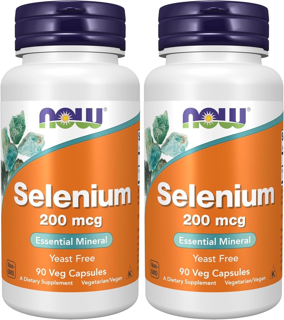 AHORA Suplementos, Selenium (L-Selenomethionine) 200 mcg, Minerales Esenciales*, 90 cápsulas Veg (Pack of 2)
