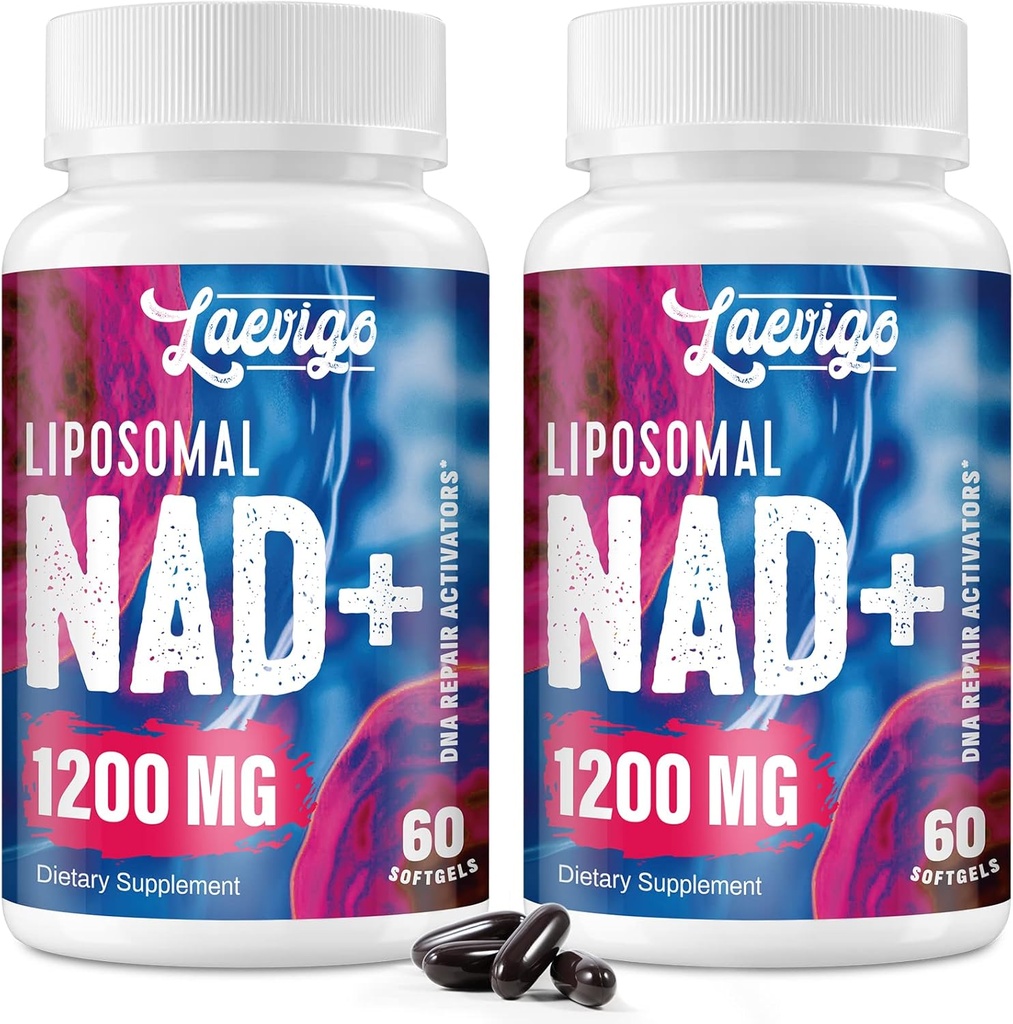 Liposomal NAD+ Suplemento 1200mg Alta Absorción, Energía Celular y Apoyo Mitocondrial, NAD Plus para la longevidad y vitalidad, Fórmula Anti-Envejecimiento, 120 Softgels