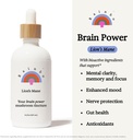 Rainbo - Mane Mushroom de León Tintura - Doble Extracto Mushroom Suplemento - Brain Support, Focus, Memory, Liquid Lion's Mane Supplement, Vegan, Non GMO, 3.4 fl oz