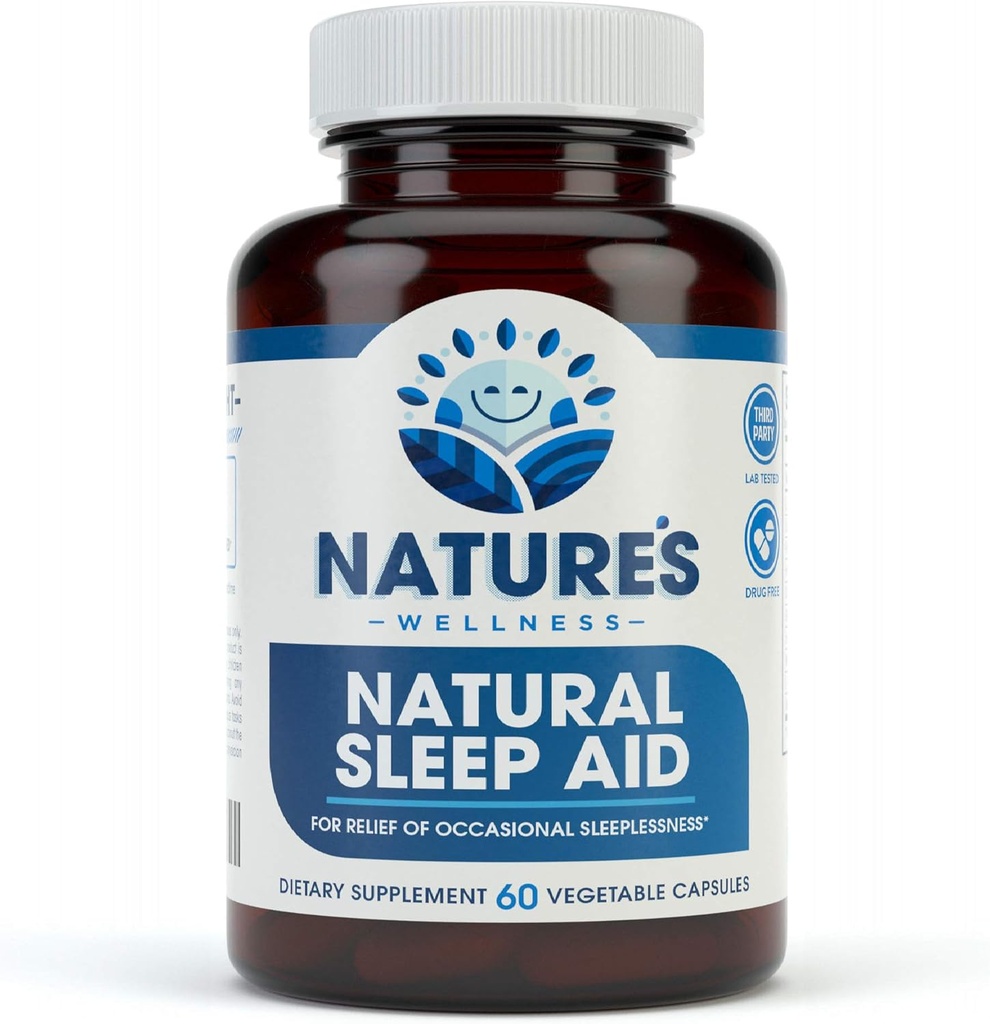 Ayuda para el sueño natural Premium para adultos - Alivio efectivo - Formando no Hábito - Wake Up Feeling Refreshed - Blend propietario con melatonina, triptófano, magnesio, valerian, manzanilla &amp; Más - 60 Veg