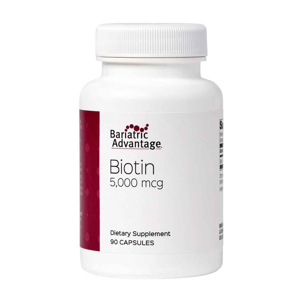 Bariatric Advantage Biotin 5,000 mcg - for Bariatric Surgery Patients - Easy-Digest Mini Capsules - Biotin Supplement - Hair, Skin & Nails Support* - 90 Count