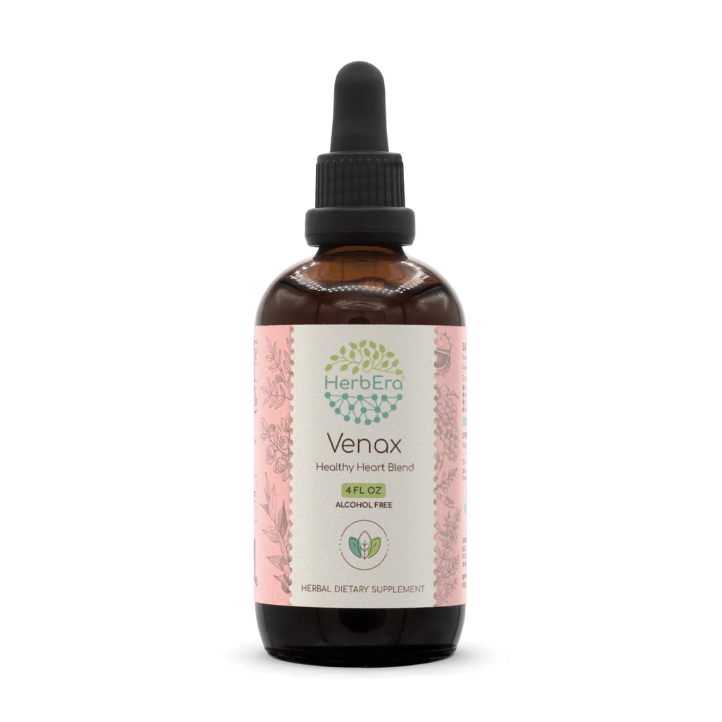 HerbEra Venax B120 Extracto libre de alcohol Tintura, gotas líquidas concentradas: Cuna de escoba de carnicero, Cuna de castaña de caballo, hoja de Rosemary, corteza de cenizas, hoja de arándanos, semilla de uva.