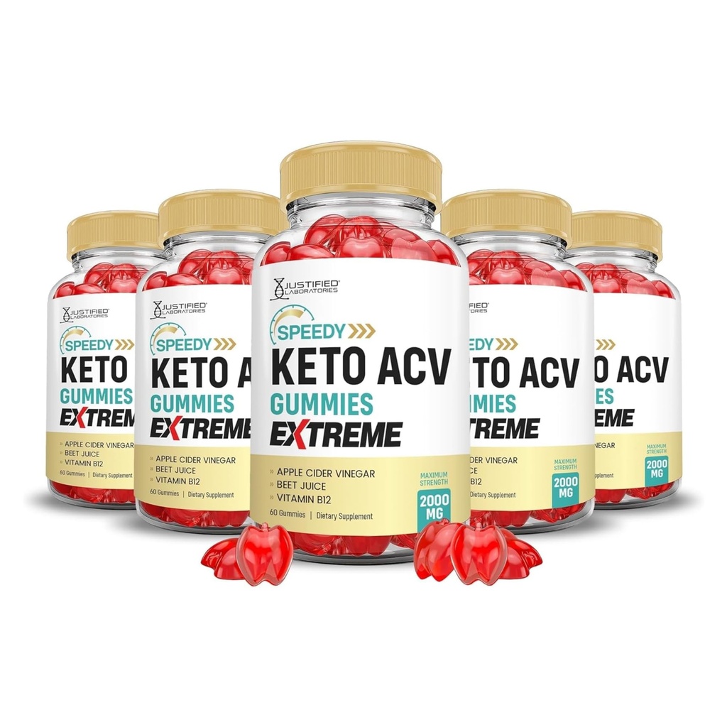 Laboratorios justificados (5 Pack Speedy Keto ACV Gummies Extreme 2000MG Speedy Keto Gummies Advanced Formula Apple Cider Vinegar con Pomegranate Beet Juice Powder B12 Vegan Non GMO 300 Gummys