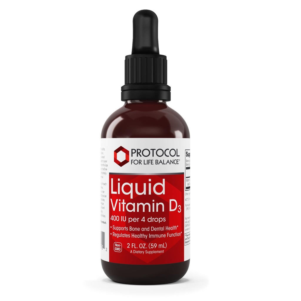 PROTOCOLO PARA LA BALANCE DE VIDA - Vitamina Líquida D-3 - Apoya la Absorción del calcio, la salud ósea y dental, y la función inmune en las gotas fáciles de administrar - 2 Fl oz (60 mL)