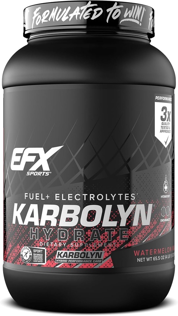 EFX Deportes Karbolyn Hydrate ← Carbohydrate Powder + Electrolytes ← Sugar Free Sports Drink Mix ← Fuel & Hydration ← Estimulante Libre Silencioso 66 Servimientos (Watermelon Wave)