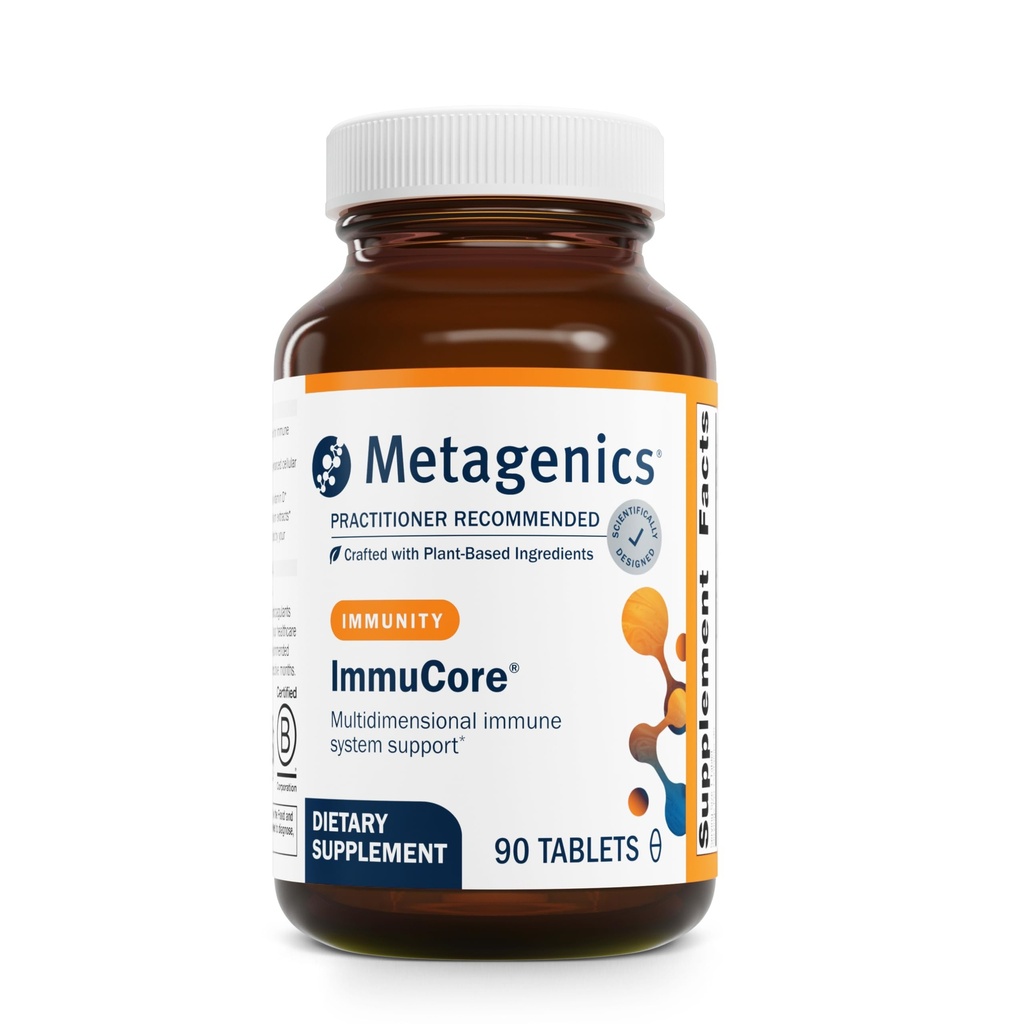 Metagenics ImmuCore - Soporte inmunológico con vitaminas C & D3, Zinc, Selenium &amp; Mushroom Extractos* - Antioxidante &amp; Respiratory Support* - Non-GMO, Gluten‐Free - 90 Tablets