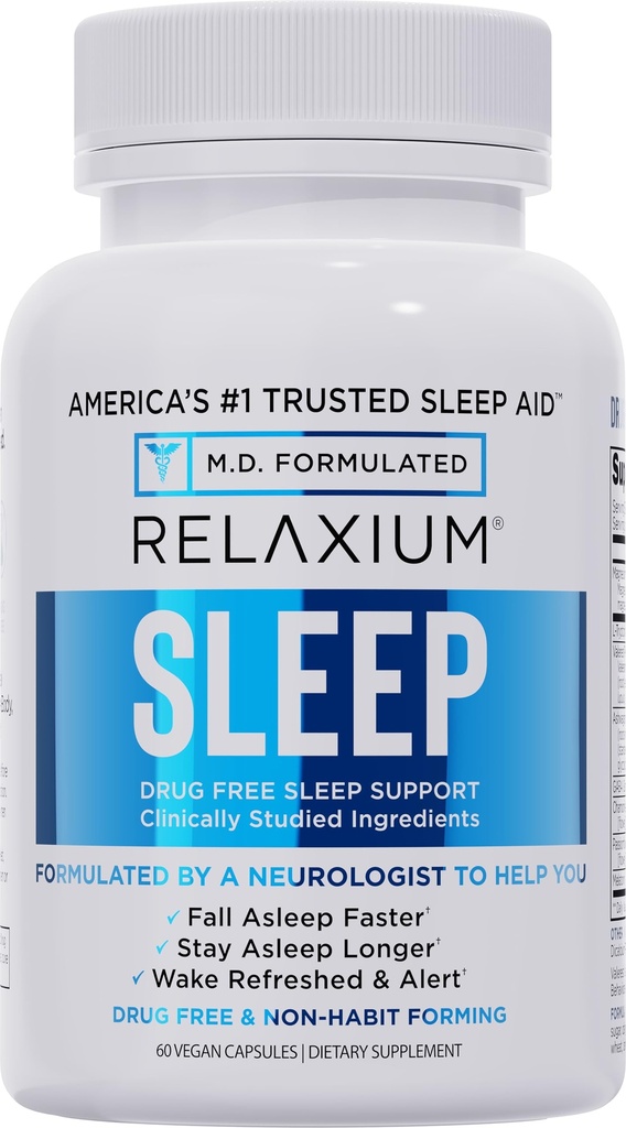Relaxium Sleep Aid – Professional Strength Formula for Adults ← 5mg Melatonin, Magnesium Glycinate, Valerest " Ashwagandha ¦ Non-Habit Forming Sleep Support ← 60 Capsules, 30-Day Supply
