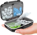 BEXEEN Caja pequeña para el bolso Mini Pill Case - Medicine Pill Organizer Travel - Portable Pill Container Compact Pill Holder Moisture Proof Pocket Vitamin Organizer 4 Compartment Medication Kit