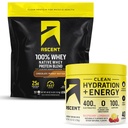 Ascent 100% Whey Protein Powder, Chocolate Peanut Butter 4 lb & hidratación + electrolitos de energía, Raspberry Lemonade 40 Servimientos