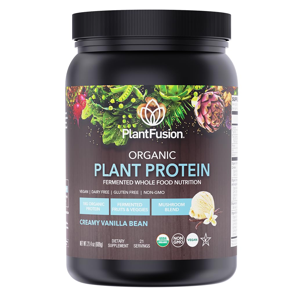 SOTRU Pólvora orgánica de proteínas veganas - Pólvora de proteínas de base vegetal con superalimentos verdes, enzimas y probióticos - USDA Certified Organic, Non-GMO, Gluten-Free - Vainilla 18.5 oz, 21 Servings