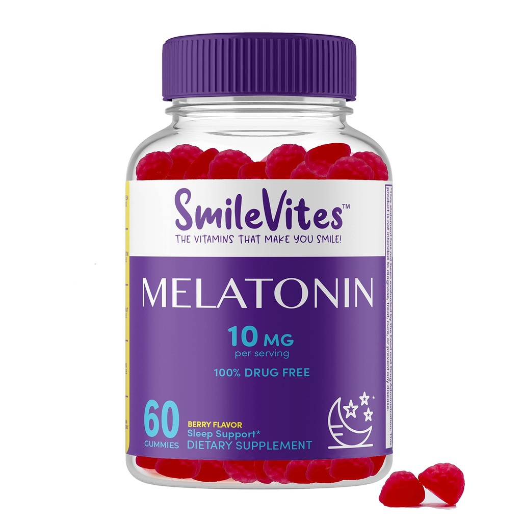 Heartland Pharma Melatonin Gummies 10mg ← Ayuda para el sueño libre de drogas para el consumo de drogas Apoyo Descanso &amp; Relajación ← No-Habit Forming ← Berry Flavor ← 60 Conde