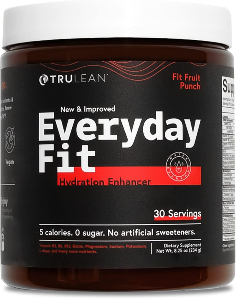 TRULEAN Todos los días Fit Water Enhancer Sugar Free Electrolyte Powder Drink BCAA Blend Keto Amino Acid Suplemento Delicious Fruit Punch 30 Servings (Pack of 1)